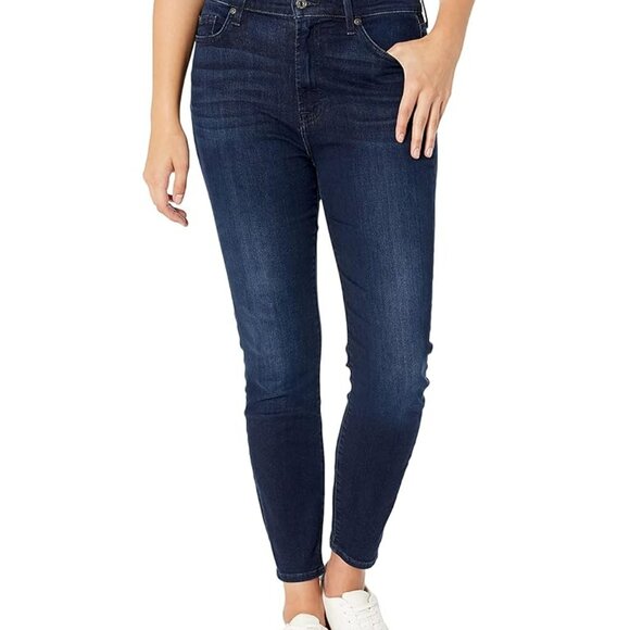 7 For All Mankind Gwenevere Skinny Jeans Size 31 Blue Mid Rise Denim Chiccore - Picture 1 of 15